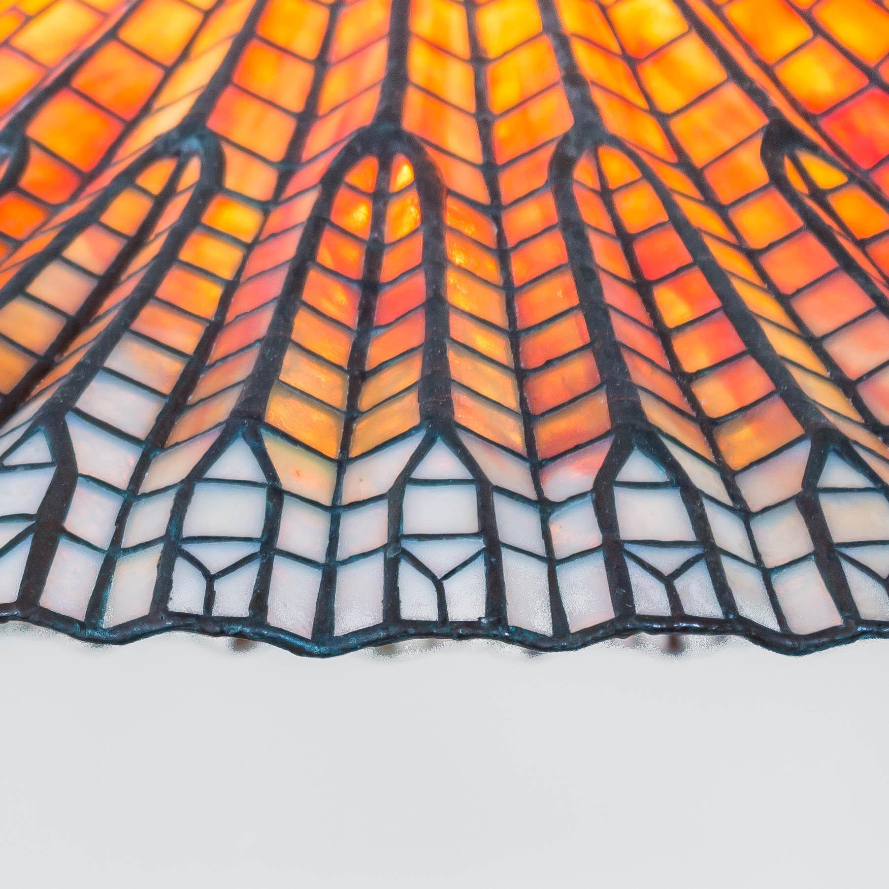 Art Nouveau Leaded Slag Glass Hanging Light in Manner of Tiffany Studios For Sale