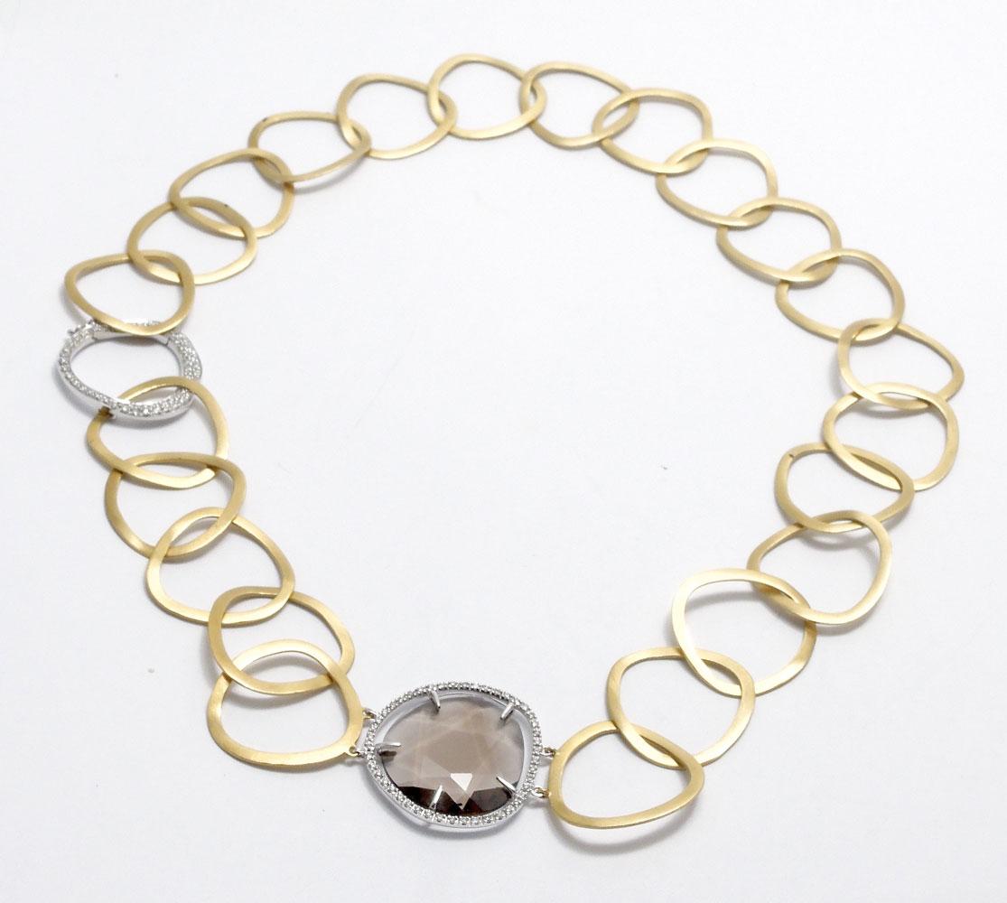 This necklace from Leader Line is luxurious and elegant. It is made of 18K yellow gold and features smoky quartz accented with 0.84K of diamonds.

Established in 1979, Leader Line has since created luxurious jewels that are known for capturing the