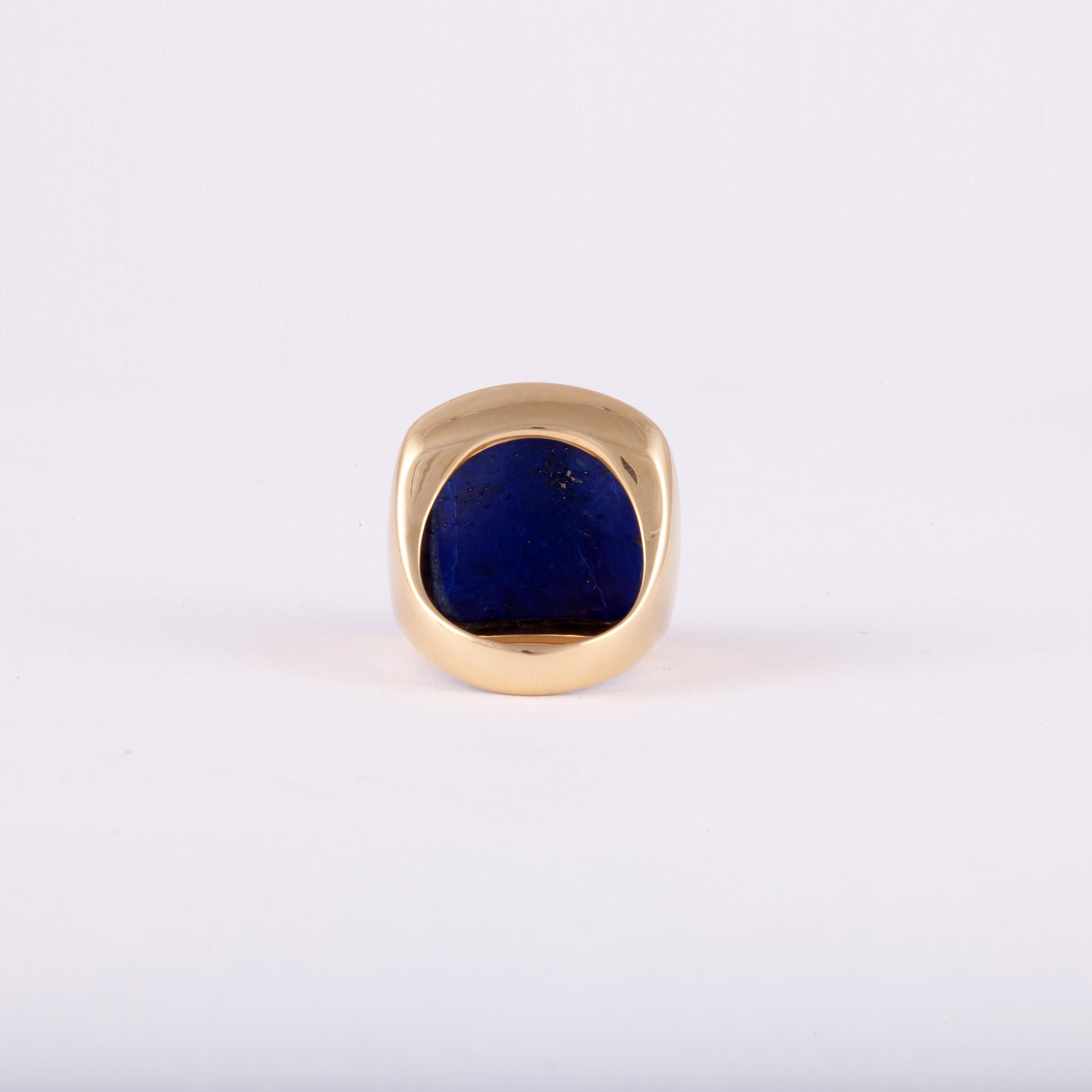 Mixed Cut Leaderline Lapis Lazuli and Diamond Ring