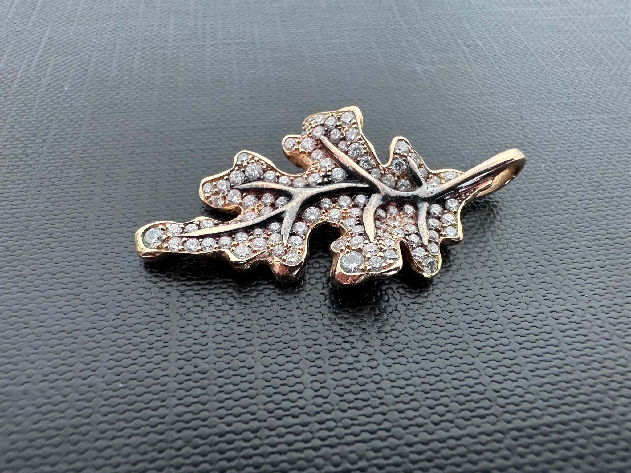 Leaf 18kt Yellow Gold, Black Oxidation and Diamonds For Sale 1