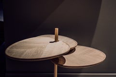 Leaf 3 Side Table in Oak or Walnut top with Brass Bronze or Black Brass Base