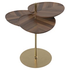 Leaf 3 Side Table in Oak or Walnut top with Brass Bronze or Black Brass Base