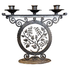 "Leaf and Branch", Striking Art Deco, Wrought Iron Candelabra, Exquisite Detail