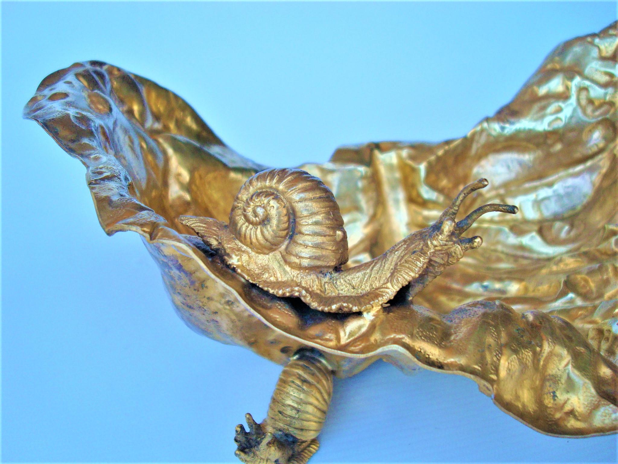 Late 20th Century Leaf Bowl with Snails Designed by Gabriella Crespi for Christian Dior Home, 1970
