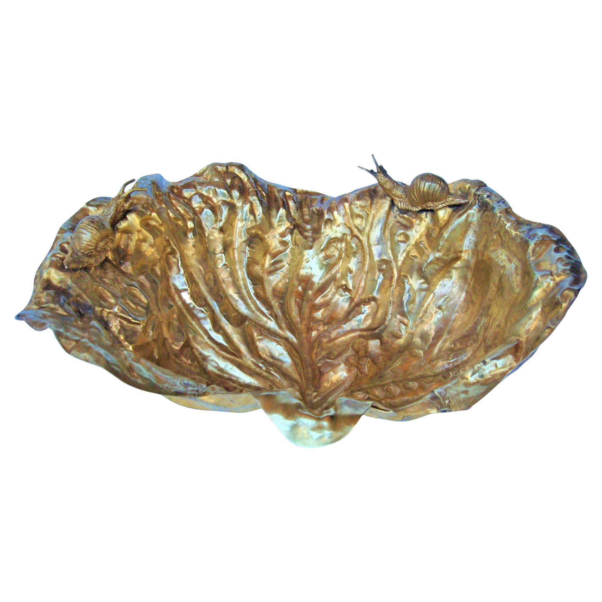 Leaf Bowl with Snails Designed by Gabriella Crespi for Christian Dior Home, 1970