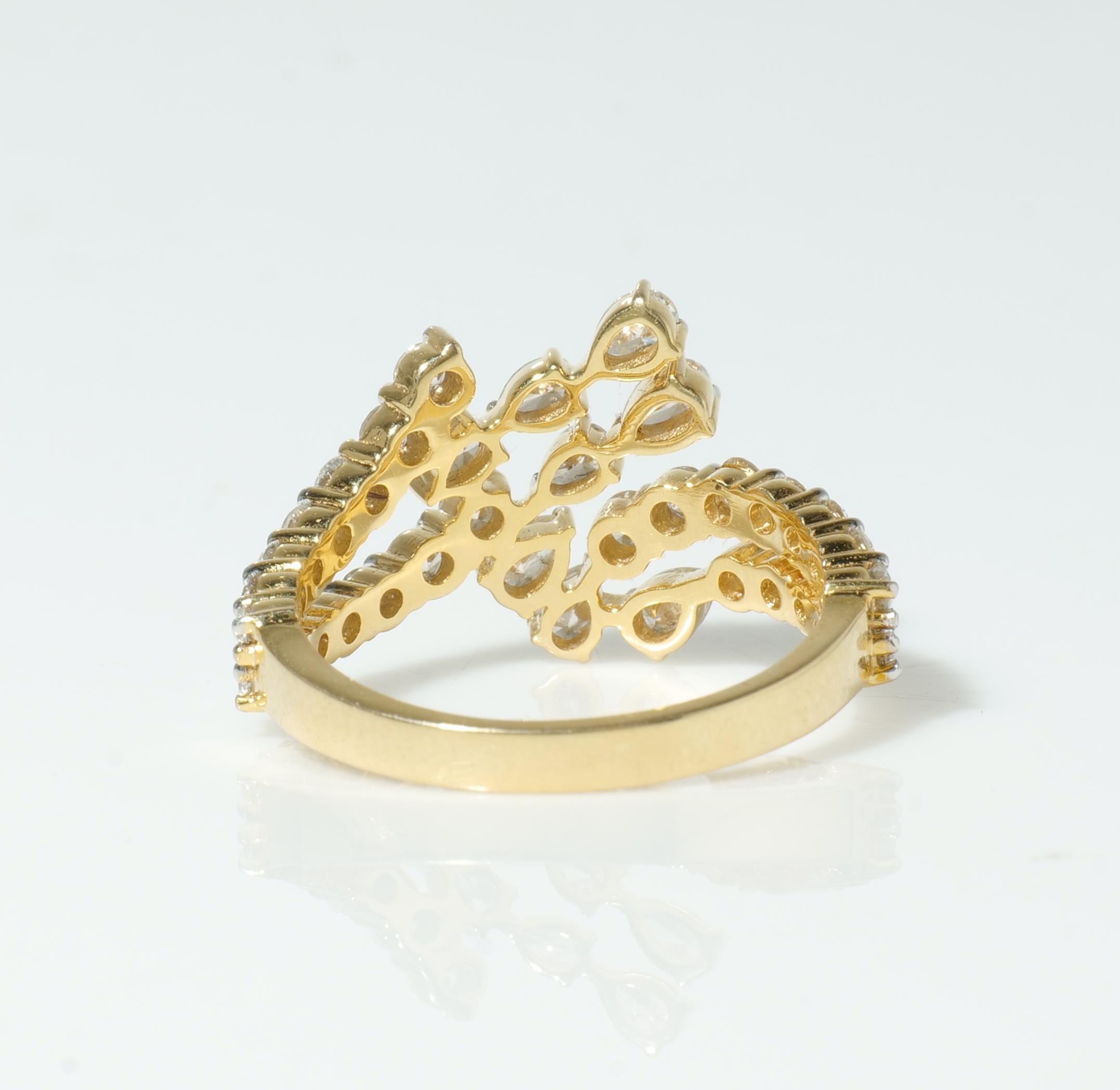 Anello con diamante Leaf Branch in oro massiccio 14k (certificato) in vendita 3