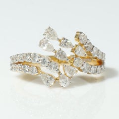 Anello con diamante Leaf Branch in oro massiccio 14k (certificato)