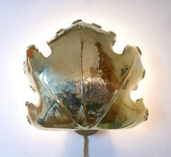 Leaf Brass Wall Lamp, in the Style of Bottega Gadda, Milano, 1960s