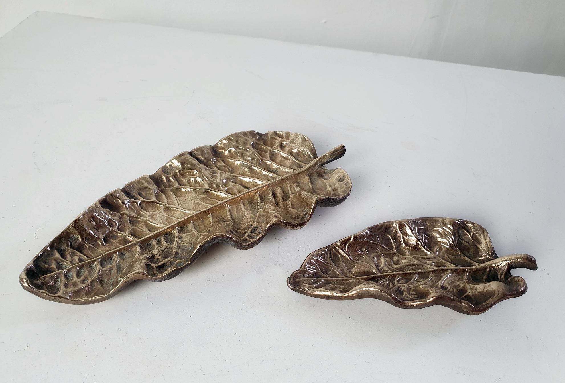 Leaf Bronze Trays Midcentury, Italy For Sale 6