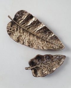 Leaf Bronze Trays Midcentury, Italy