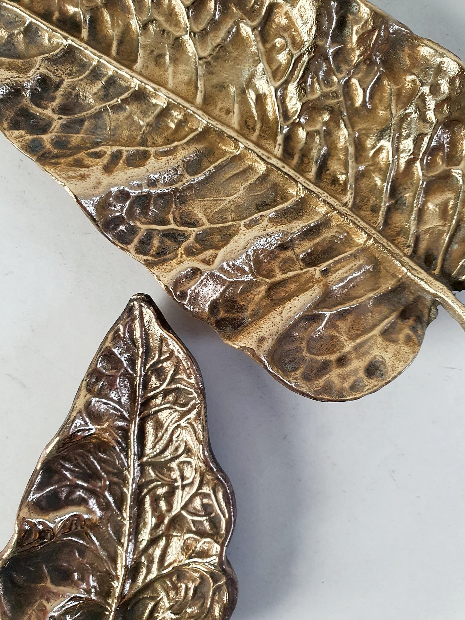 Italian Leaf Bronze Trays Midcentury, Italy For Sale
