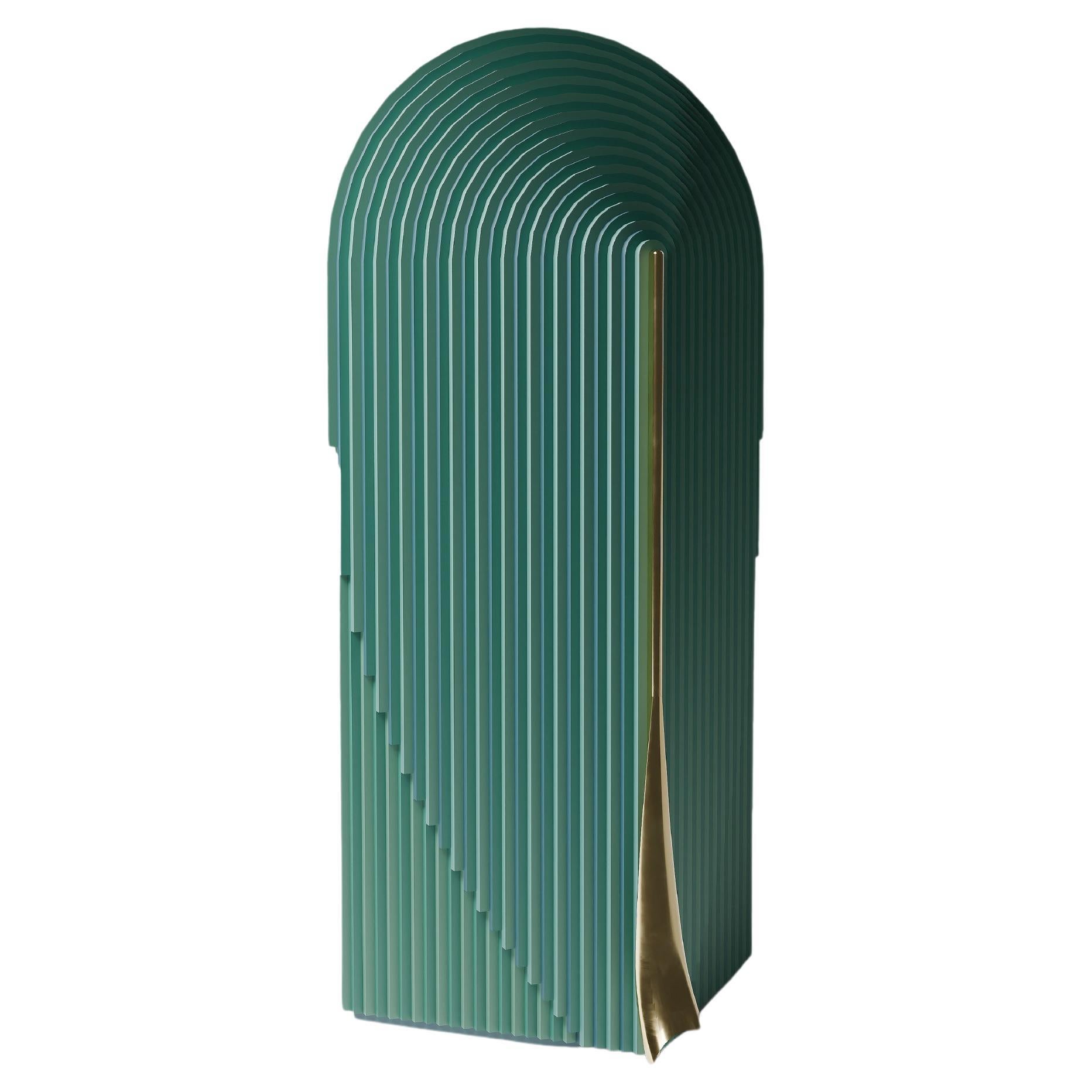 Armadietto Leaf in verde con rifiniture in metallo in vendita