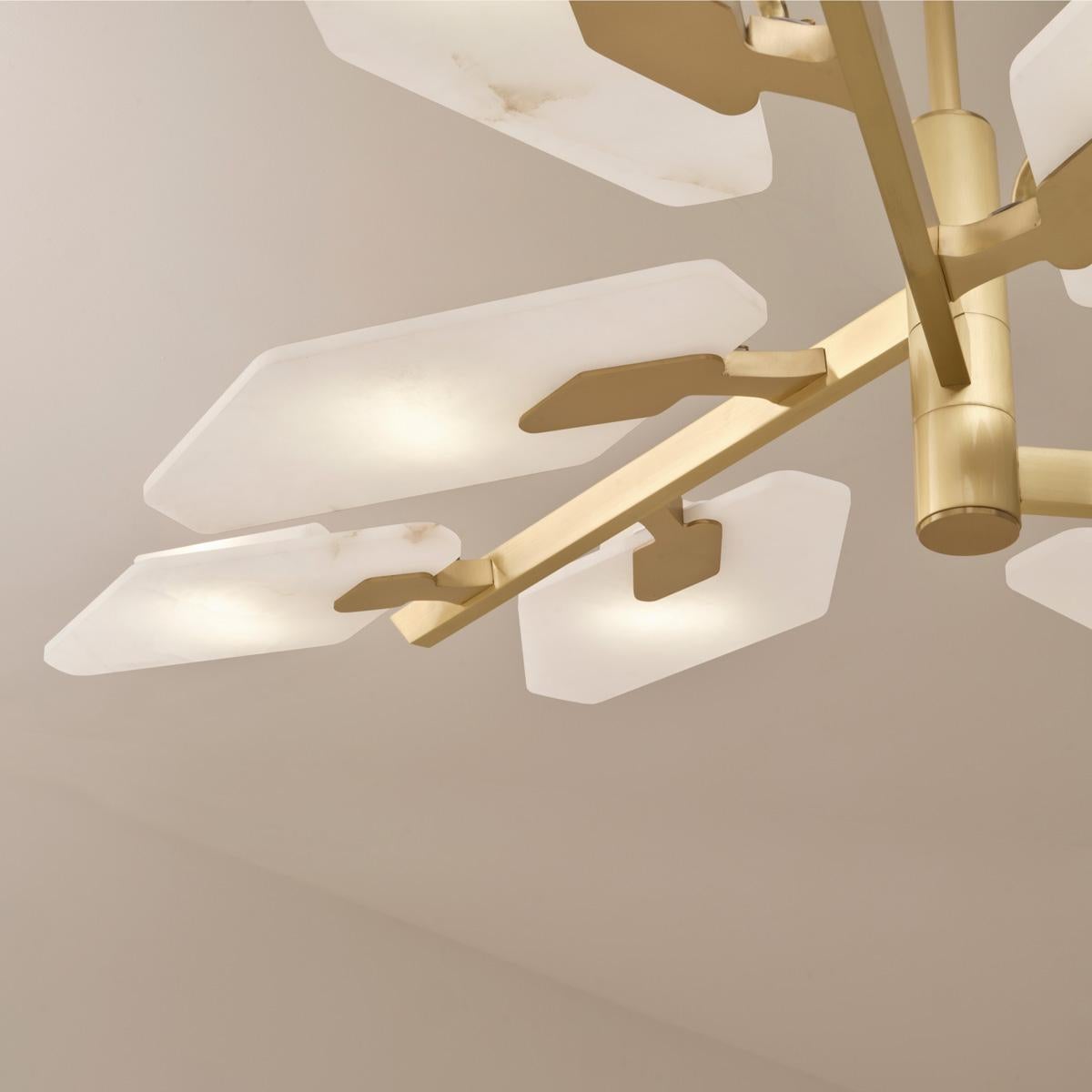 Leaf Ceiling Light by Gaspare Asaro-Satin Brass Finish For Sale 4