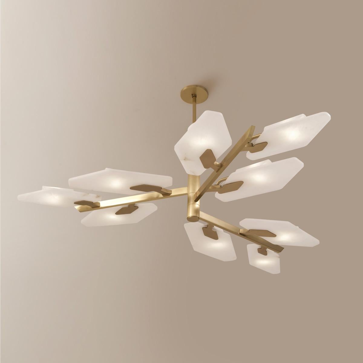 Italian Leaf Ceiling Light by Gaspare Asaro-Satin Brass Finish For Sale