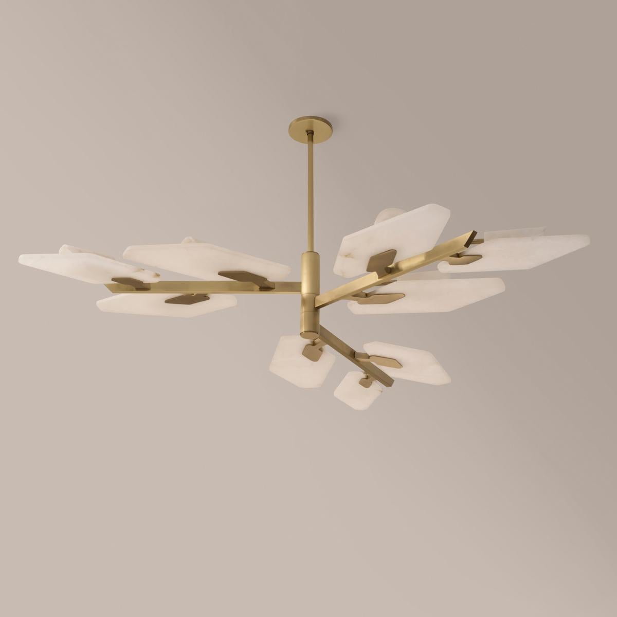 Italian Leaf Ceiling Light by Gaspare Asaro-Satin Brass Finish For Sale