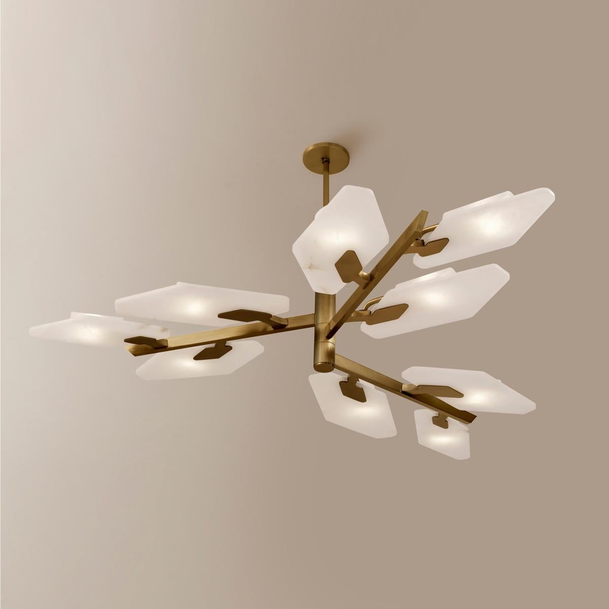 Leaf Ceiling Light by Gaspare Asaro-Satin Brass Finish For Sale 2