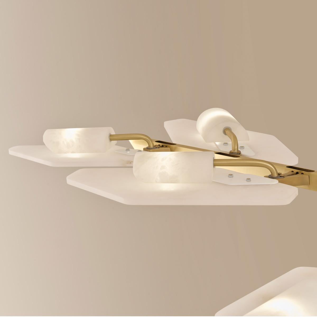 Leaf Ceiling Light by Gaspare Asaro-Satin Brass Finish For Sale 3