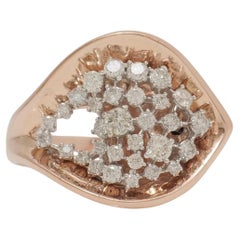 Leaf Cluster Natural Diamond Ring in 14K Solid Gold (Certified)