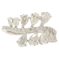 Leaf Cluster Pear Natural Diamond Ring in 14k Solid Gold (Certified)