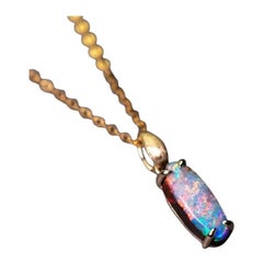 Collier avec pendentif en or jaune 14K et Opale de Boulder australienne Leaf Design