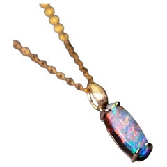 Collier avec pendentif en or jaune 14K et Opale de Boulder australienne Leaf Design