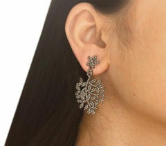 Leaf Design Fashion Earring Pave diamond 925 Silver Fine Diamond Earring Gift.