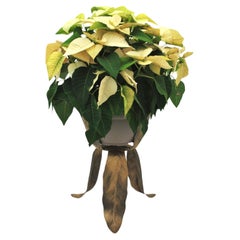 Leaf Design Tripod Plant Stand in Gilt Patinated Metal
