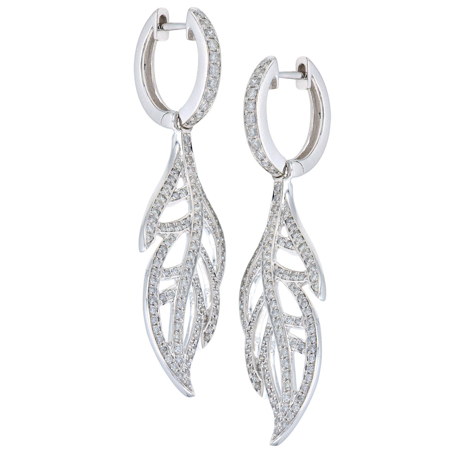 diamond leaf earrings