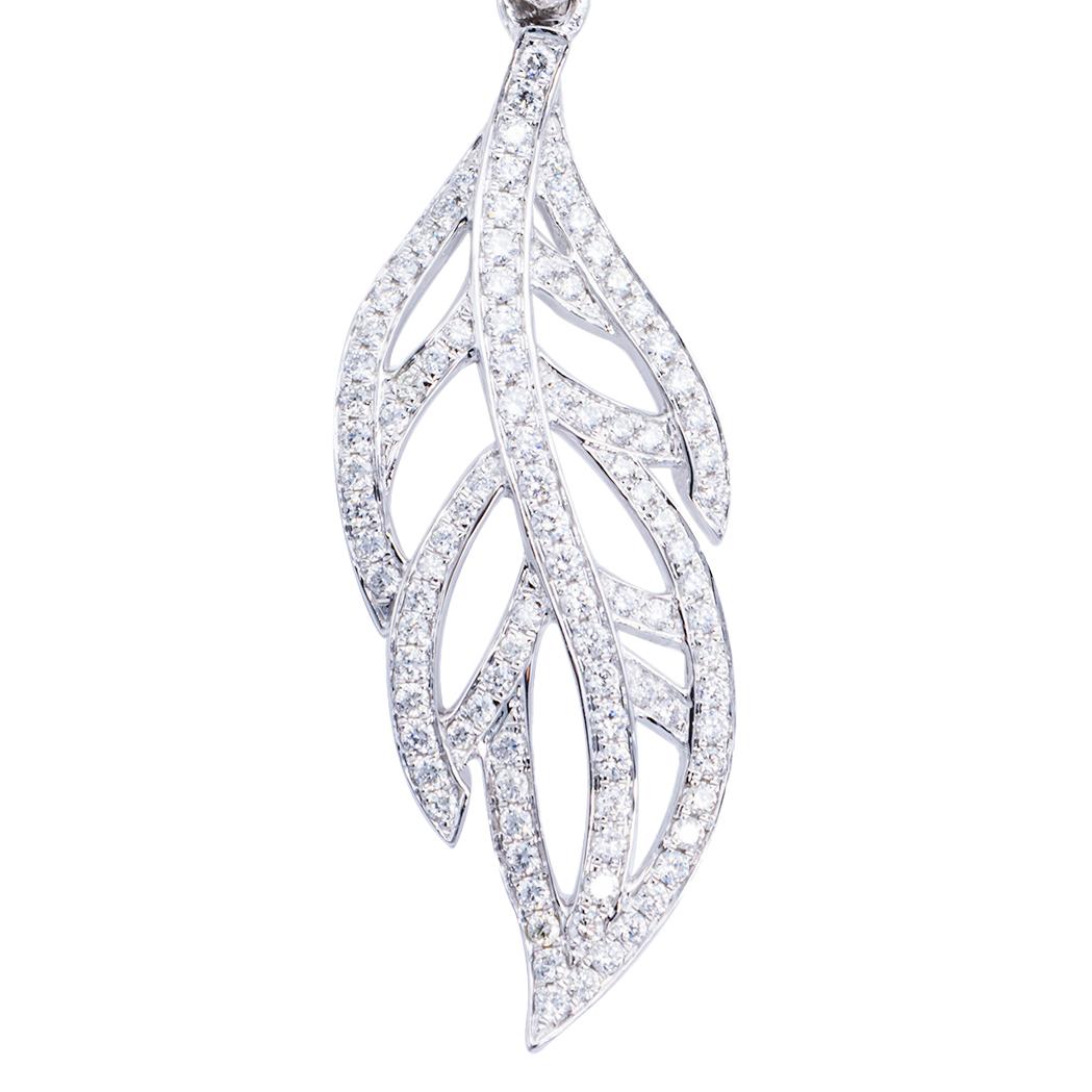 Contemporary Leaf Diamond Earrings For Sale