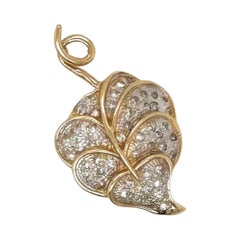 Leaf Diamond Pin/Brooch in Rose Gold