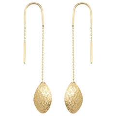 Leaf Earrings in 14K Solid Yellow Gold