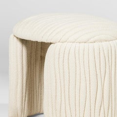 Leaf Fabric Pouf by Luca Erba for Hessentia, Italy. Hand-made Channel Tufting.