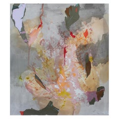 "Leaf Fall", 2020, Large Mixed-Media Gray and Multi-Color Collage, by Diane Love