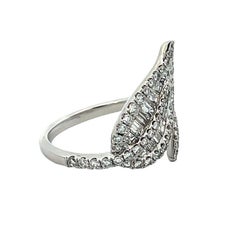 Leaf Fashion Baguette & Round Diamond Ring 1.08 Carat in 18k White