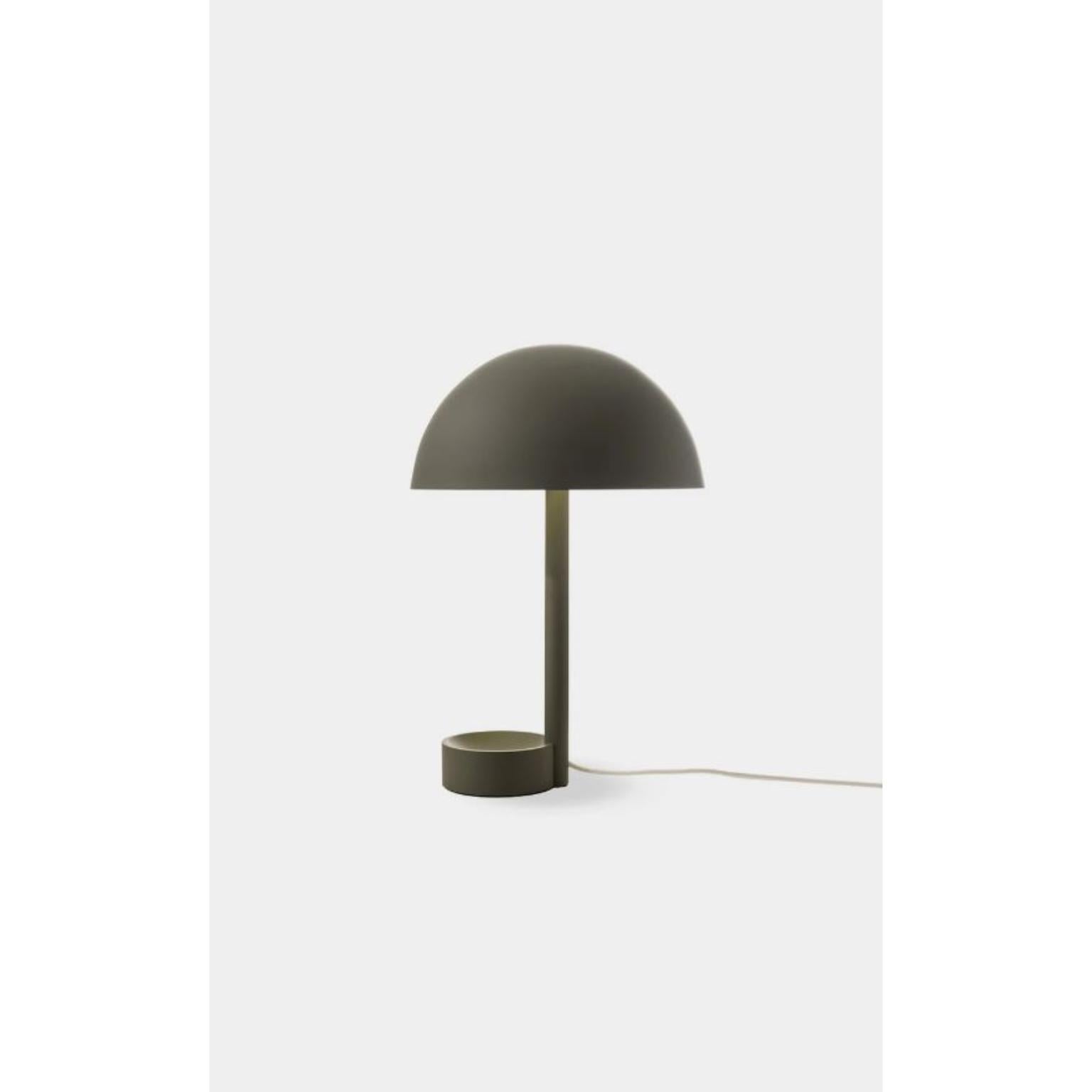 Leaf Green Copa Table Lamp by Wentz
Dimensions: D 30 x W 30 x H 45 cm
Materials: Aluminum.


WEIGHT: 2,1kg / 4,6 lbs
Colors: Black, White, Sand, Leaf Green.
LIGHT SOURCE: 150lm. 2700K. 90 CRI.
DIMMING No. Consult-us for dimming systems.
VOLTAGE: