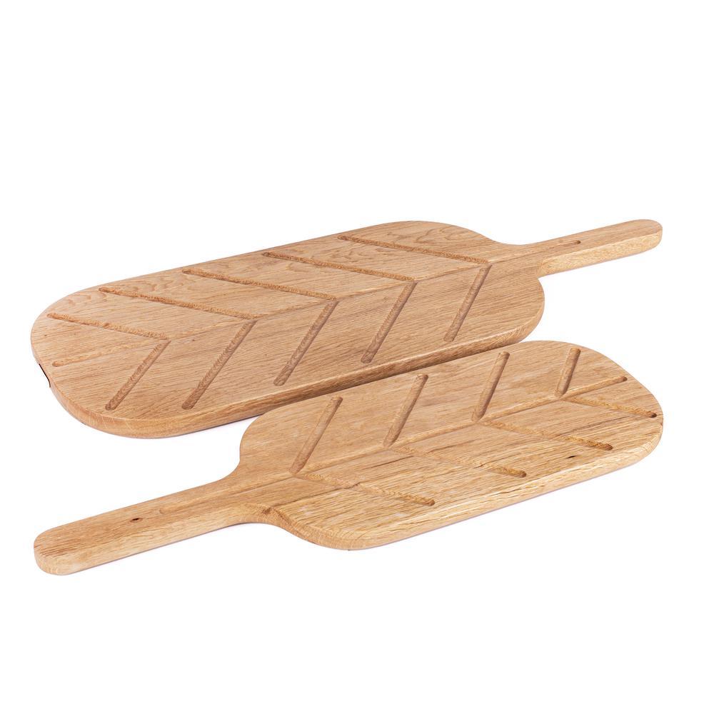 Turc Planches de service en bois de chêne, fabriquées à la main, Leaf en vente