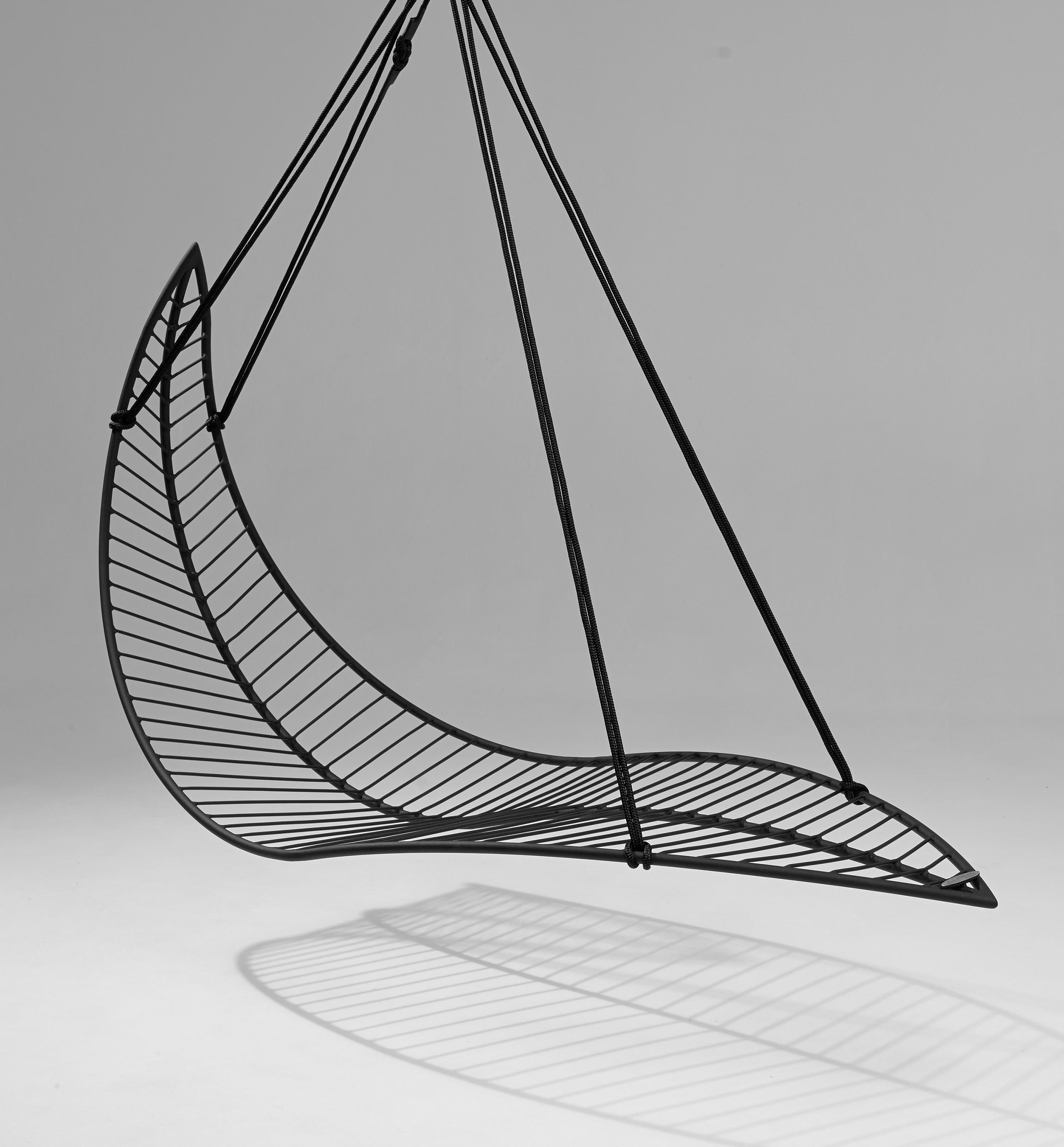 Leaf Hanging Swing Chair Modern Steel In / Outdoor 21st Century Black For Sale 2