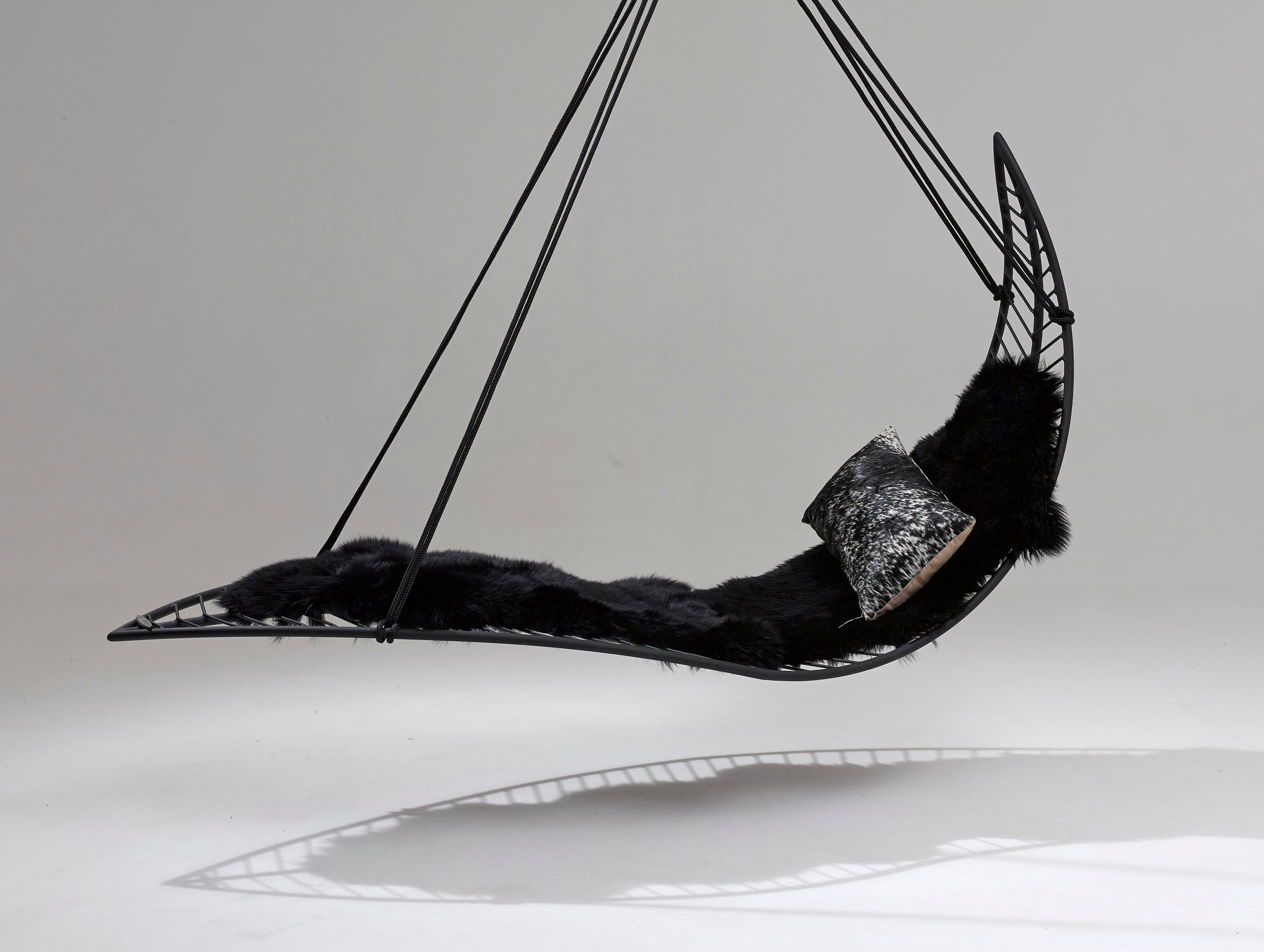 Leaf Hanging Swing Chair Modern Steel In/Outdoor 21st Century Base Legs White 6