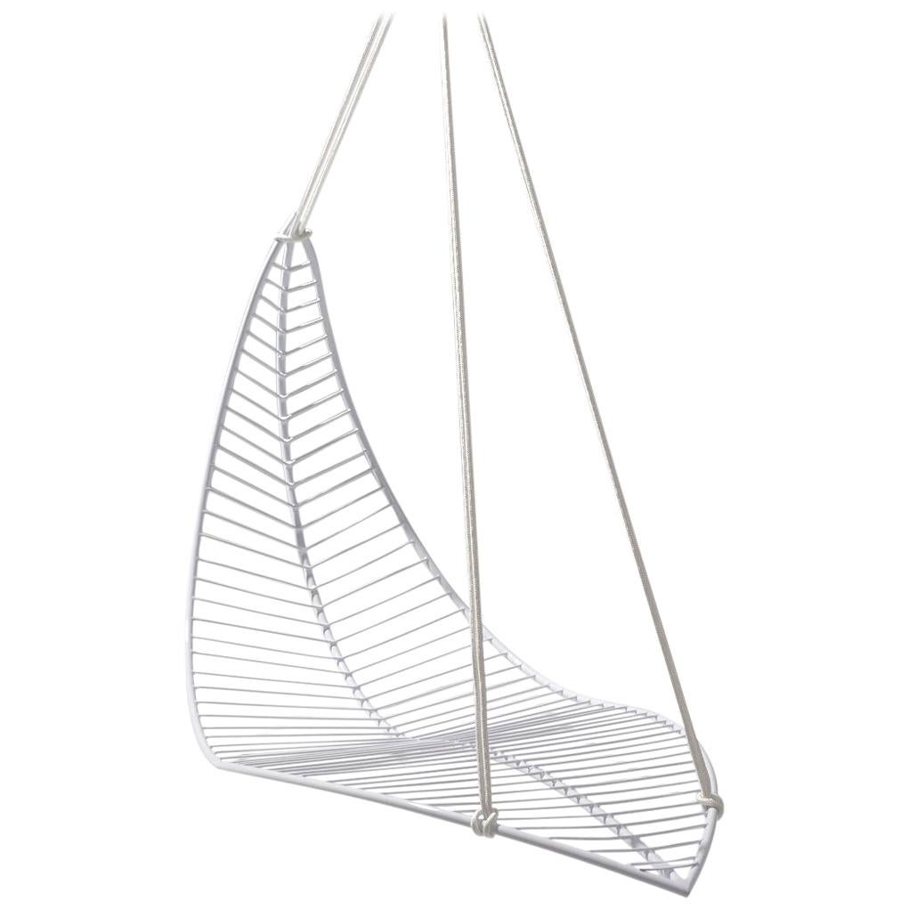 Leaf Hanging Swing Chair Modern Steel In / Outdoor White For Sale