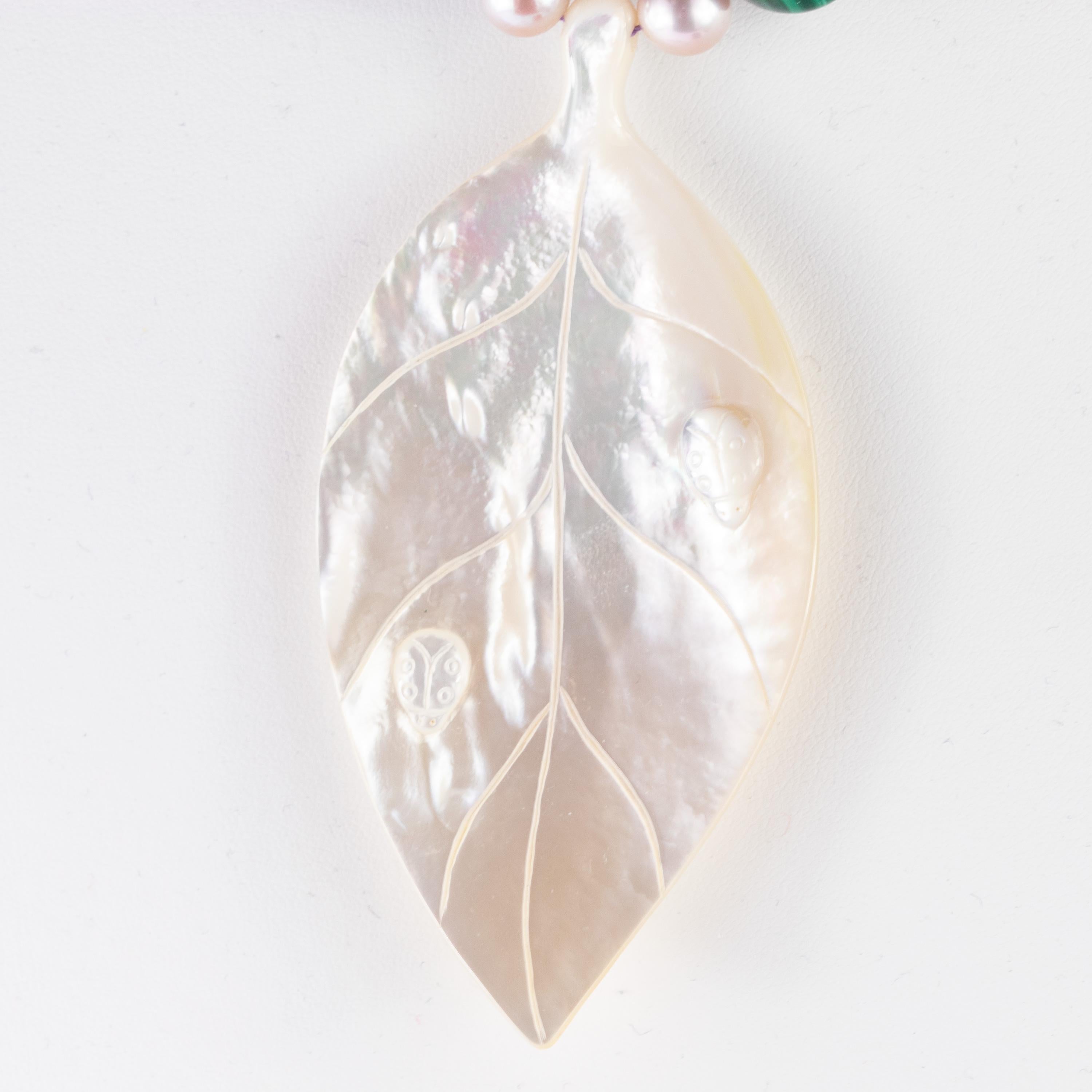 mother of pearl leaf necklace