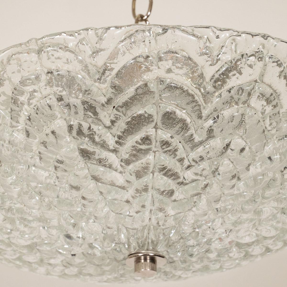 Mid-20th Century Leaf Motif Glass Flush Mount For Sale