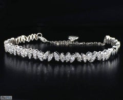 Leaf Motif White Gold 0.82 Carat Diamond Fashion Bangle Bracelet
