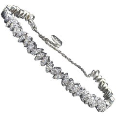 Leaf Motif White Gold 0.82 Carat Diamond Fashion Bangle Bracelet