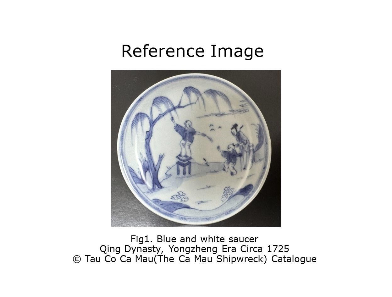 Leaf Passing Blue and White Saucer Circa 1725, Qing Dynasty, Yongzheng Reign For Sale 4