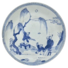 Antique Leaf Passing Blue and White Saucer Circa 1725, Qing Dynasty, Yongzheng Reign