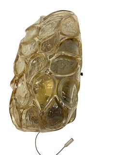 Leaf Pattern Amber Glass Sconce Vintage German, 1960s RZB Leuchten