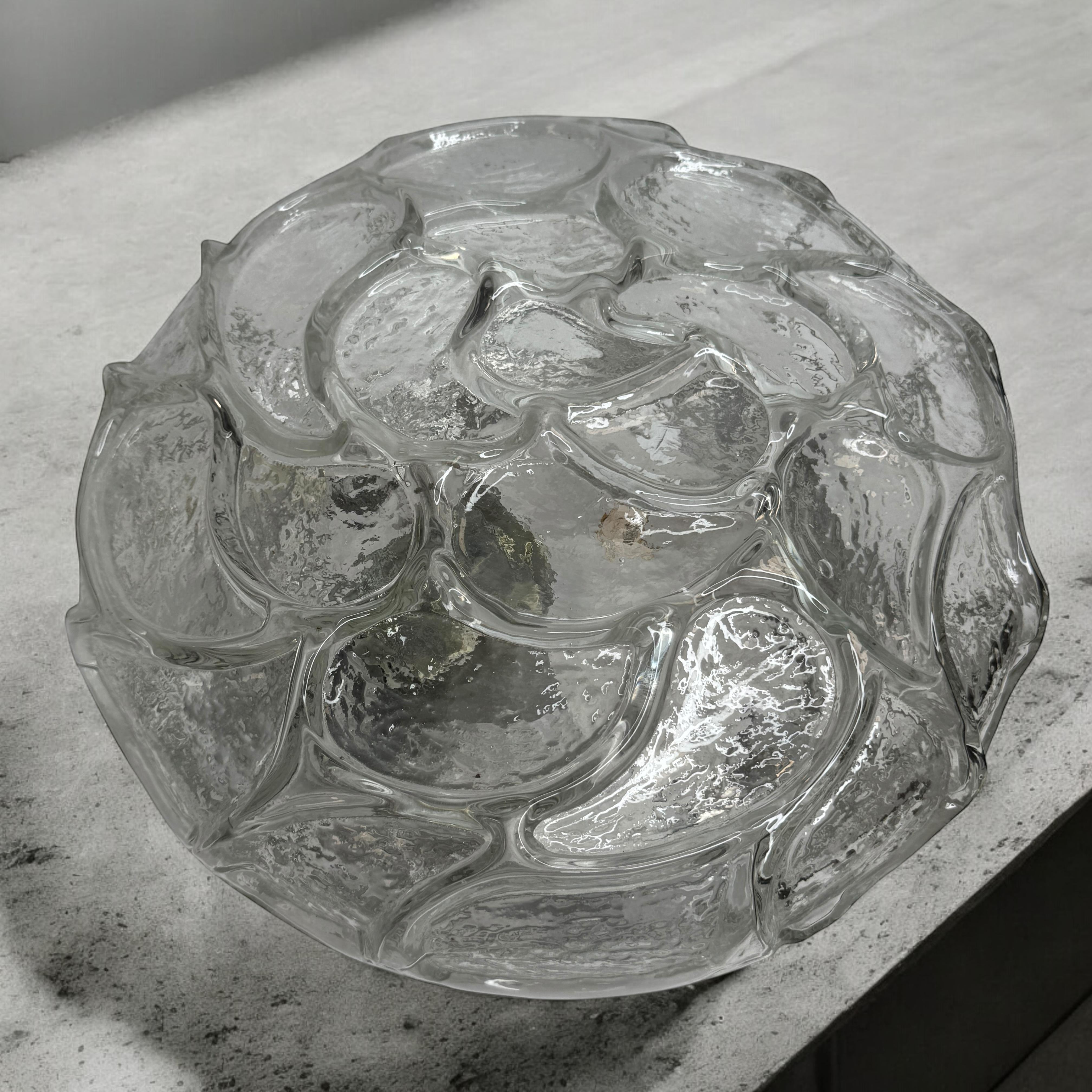 Lampada ad incasso in vetro con motivo a foglia Vintage tedesco, 1960 Orion Leuchten in vendita 3