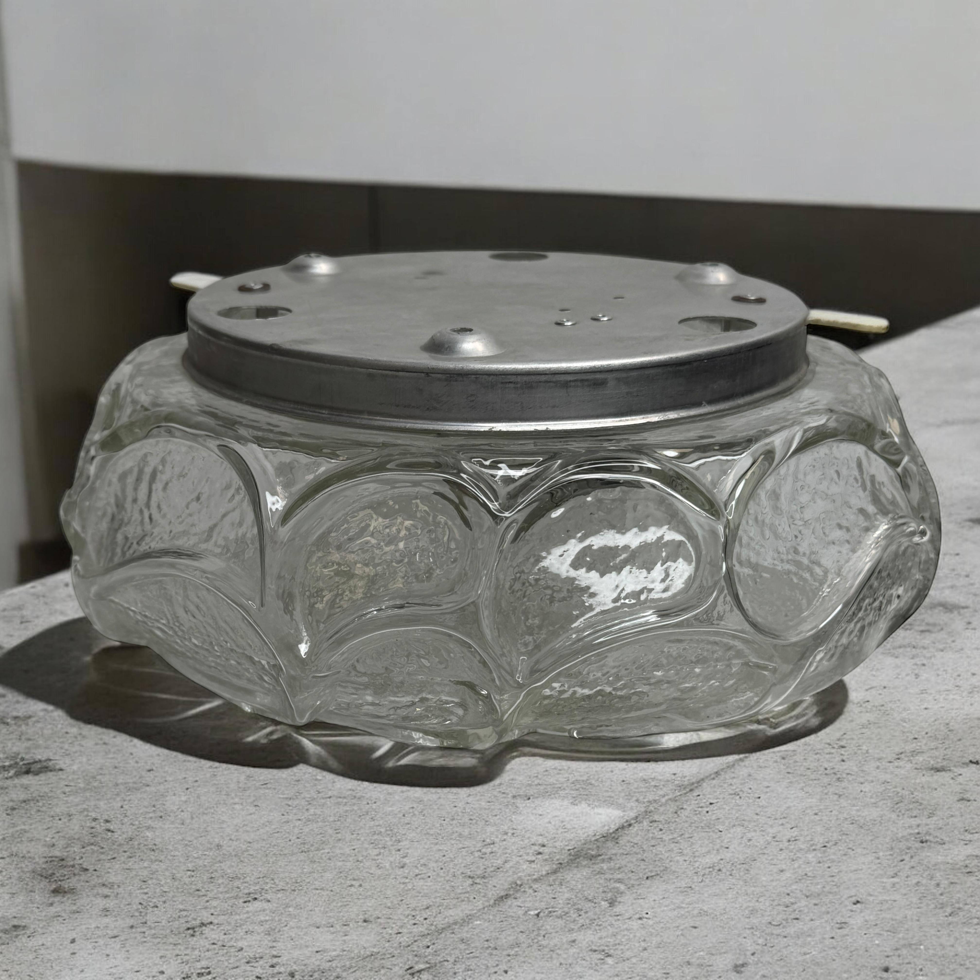 Lampada ad incasso in vetro con motivo a foglia Vintage tedesco, 1960 Orion Leuchten in vendita 8