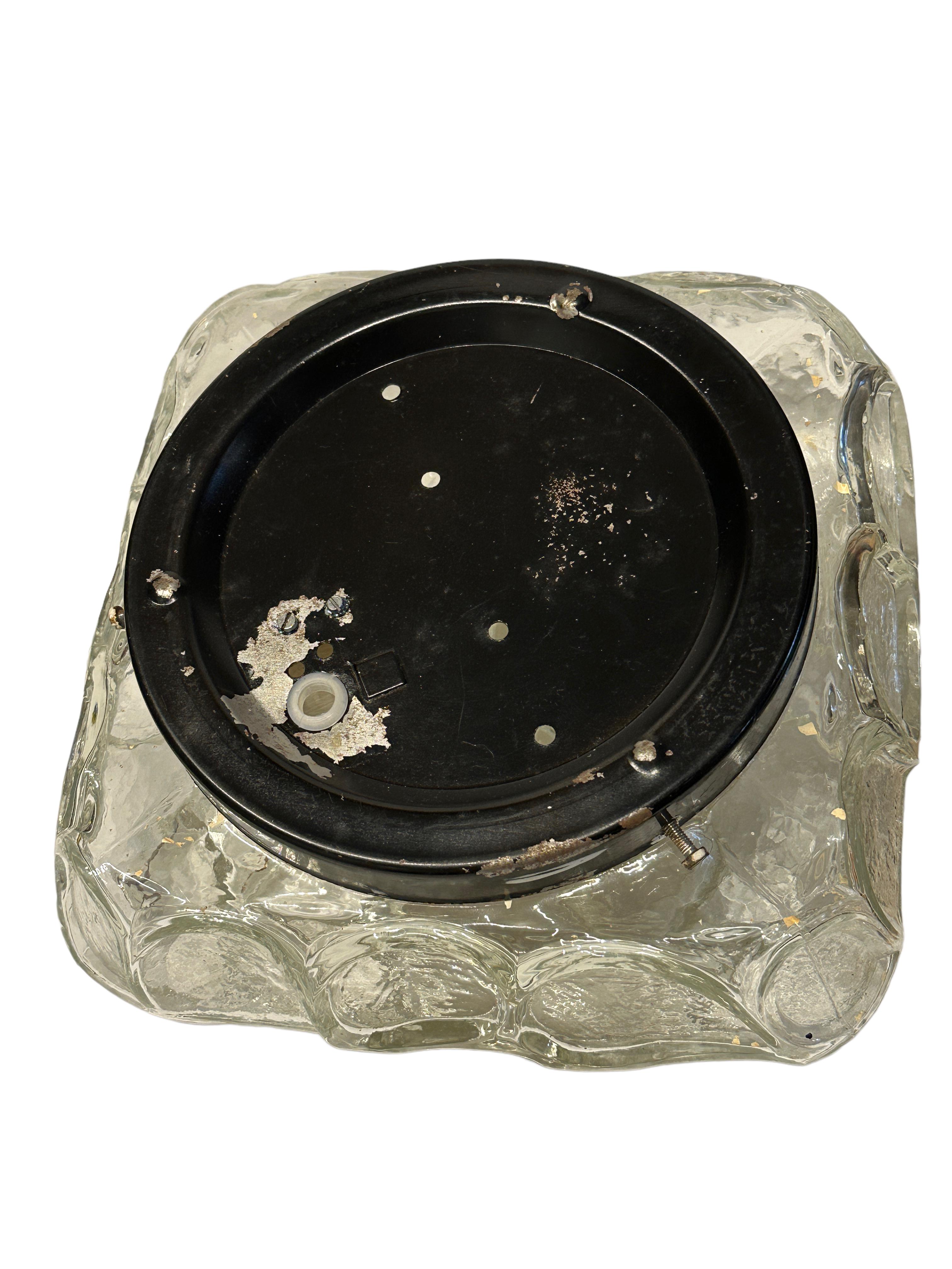 Applique ou éclairage encastré en verre à motif de feuille vintage allemand RZB Leuchten, années 1960 en vente 1