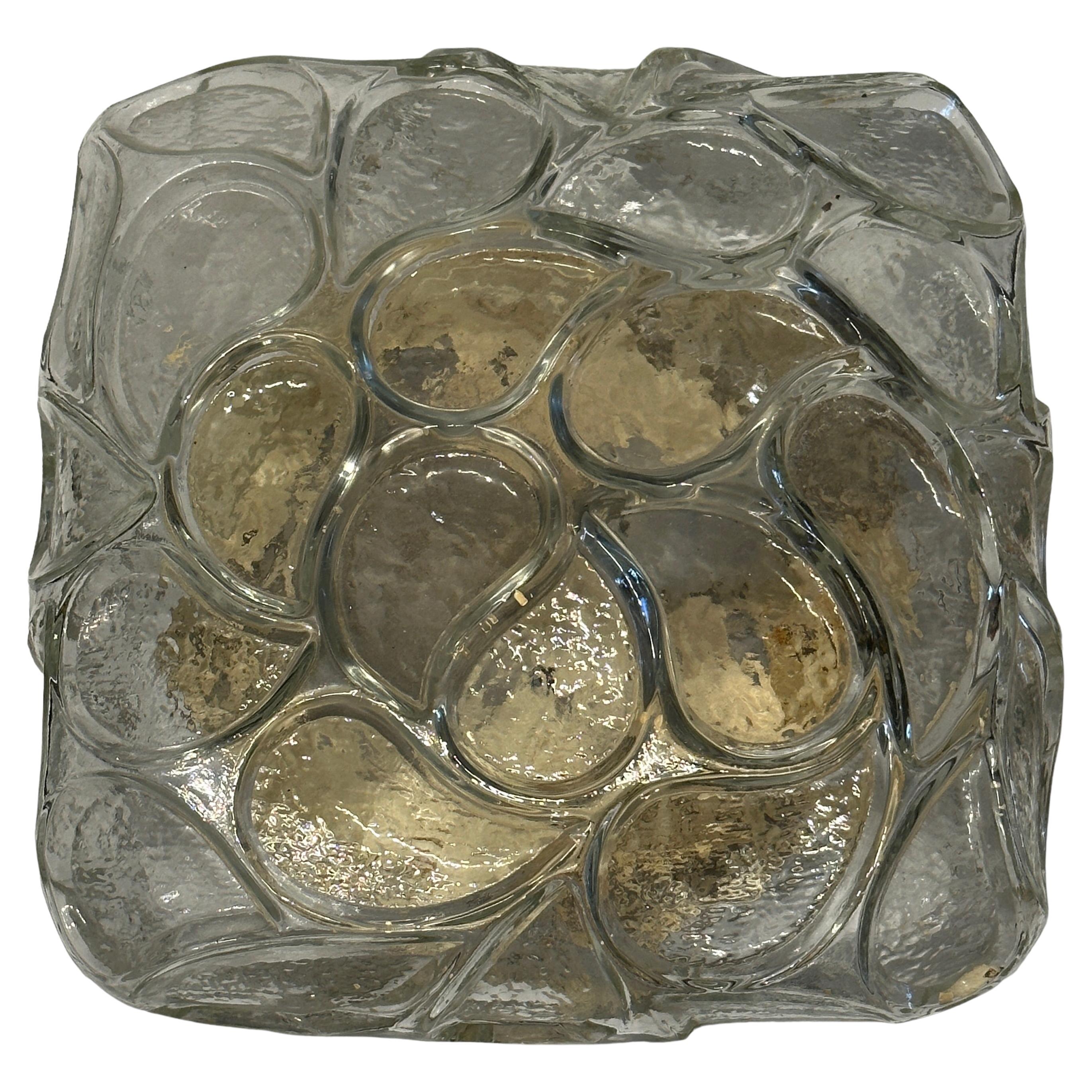 Leaf Pattern Glass Flush Mount or Sconce Vintage German, 1960s RZB Leuchten For Sale